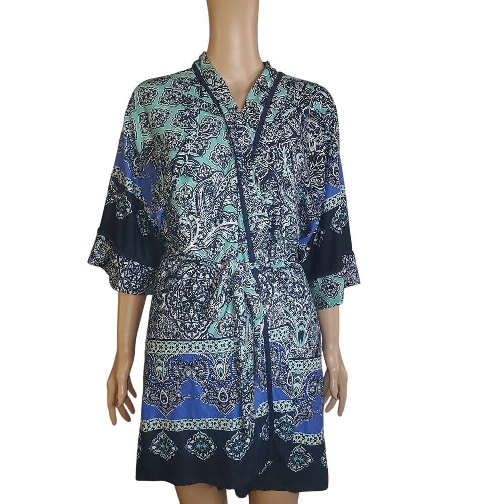 In Bloom by Jonquil Size XS/S Women's Blue Paisley Robe Tie